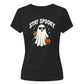 Fun cool sunglasses ghost graphic Halloween ladies t-shirt