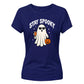 Fun cool sunglasses ghost graphic Halloween ladies t-shirt