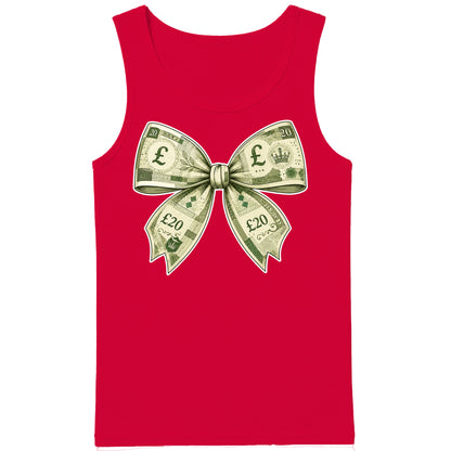 Fun Novelty Twenty Pound Banknote Bow Graphic Men Tank Top