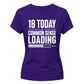 Funny 18 Today Common Sense Loading 18 Birthday Ladies T-Shirt