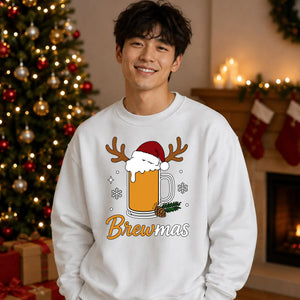 Funny Brewmas Beer Graphic Christmas Oversized Sweatshirt
