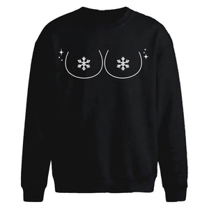 Funny Cheeky Snowflake Boobs Christmas Oversized Sweatshirt