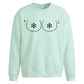 Funny Cheeky Snowflake Boobs Christmas Oversized Sweatshirt