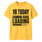 Funny Common Sense Loading Graphic 18 Birthday Unisex T-Shirt