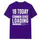 Funny Common Sense Loading Graphic 18 Birthday Unisex T-Shirt