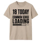 Funny Common Sense Loading Graphic 18 Birthday Unisex T-Shirt