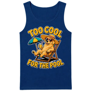 Funny Dog Too Cool For The Pool Summer Graphic Men Tank Top