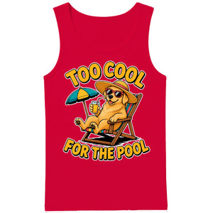 Funny Dog Too Cool For The Pool Summer Graphic Men Tank Top