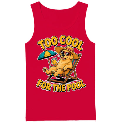 Funny Dog Too Cool For The Pool Summer Graphic Men Tank Top