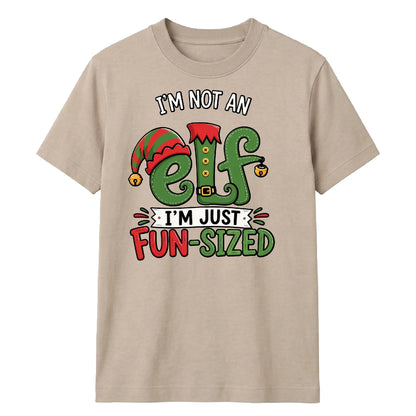 Funny Elf Fun Sized Slogan Print Christmas Unisex T-Shirt