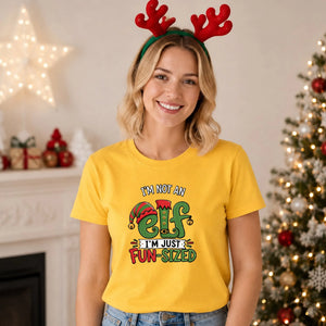 Funny Elf Fun Sized Slogan Print Christmas Unisex T-Shirt
