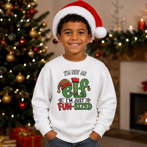 Funny Elf Im Just Fun Sized Art Christmas Kids Sweatshirt