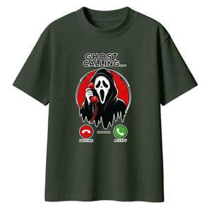 Funny ghost phone call graphic Halloween Oversized t-shirt