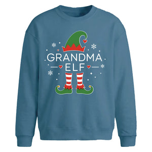 Funny Grandma Elf Graphic Christmas Oversized Sweatshirt
