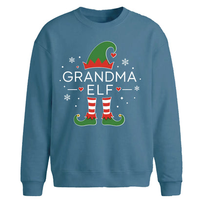 Funny Grandma Elf Graphic Christmas Oversized Sweatshirt