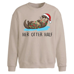 Funny Her Otter Half Couples Christmas Oversized Sweatshirt
