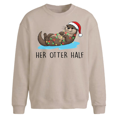 Funny Her Otter Half Couples Christmas Oversized Sweatshirt