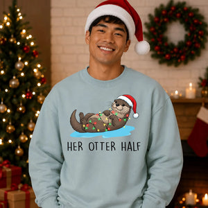 Funny Her Otter Half Couples Christmas Oversized Sweatshirt
