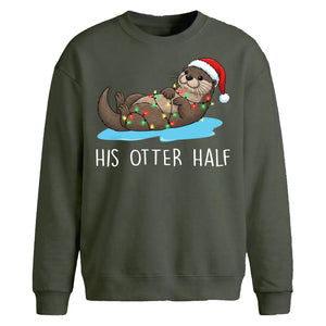 Funny His Otter Half Couples Christmas Oversized Sweatshirt