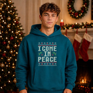 Funny I Come In Peace Ugly Knit Christmas Oversized Hoodie