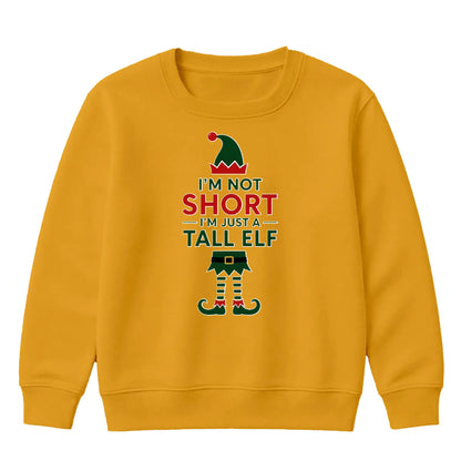 Funny Im Just A Tall Elf Graphic Christmas Kids Sweatshirt