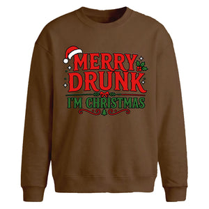 Funny Merry Drunk Graphic Christmas Oversized Sweatshirt