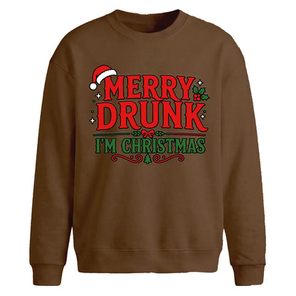 Funny Merry Drunk Graphic Christmas Oversized Sweatshirt