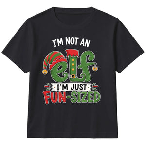 Funny Not An Elf Fun Sized Graphic Christmas Kids T-Shirt