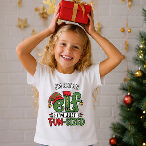 Funny Not An Elf Fun Sized Graphic Christmas Kids T-Shirt