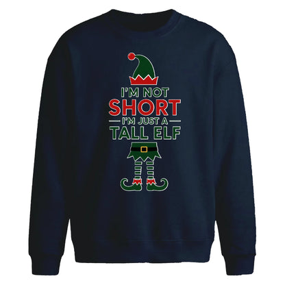 Funny Not Short Elf Slogan Christmas Oversized Sweatshirt