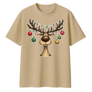 Funny Reindeer Antler Lights Christmas Oversized T-Shirt