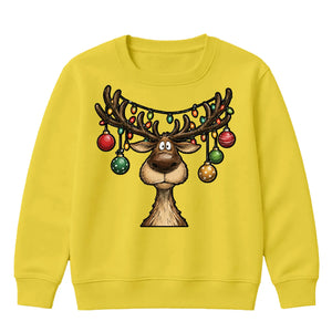 Funny Reindeer Bauble Lights Art Christmas Kids Sweatshirt