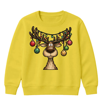 Funny Reindeer Bauble Lights Art Christmas Kids Sweatshirt