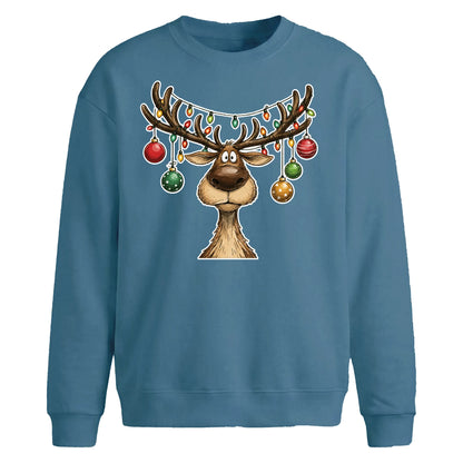 Funny Reindeer Baubles Art Christmas Oversized Sweatshirt