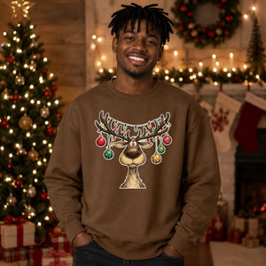 Funny Reindeer Baubles Art Christmas Oversized Sweatshirt