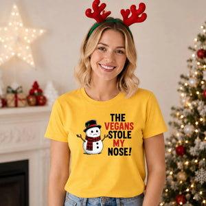 Funny Vegans Stole My Nose Graphic Christmas Unisex T-Shirt