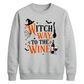 Funny wine witch print graphic Halloween Unisex Sweatshirt