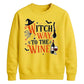 Funny wine witch print graphic Halloween Unisex Sweatshirt