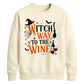Funny wine witch print graphic Halloween Unisex Sweatshirt