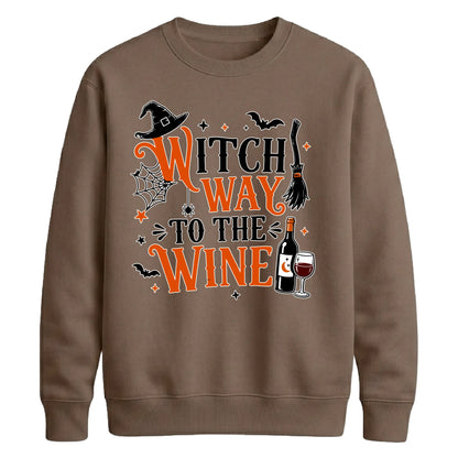 Funny wine witch print graphic Halloween Unisex Sweatshirt