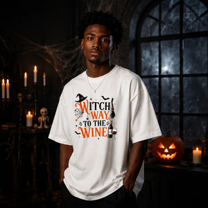 Funny wine witch quote graphic Halloween Oversized t-shirt