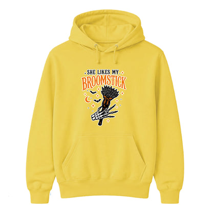 Funny witch skeleton hand broomstick Halloween Unisex Hoodie