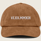 Roman Numeral Corduroy Cap, Embroidered Vintage Custom Date Hat, Personalised Anniversary Wedding Birthday Date In Roman Matching Couple Hat