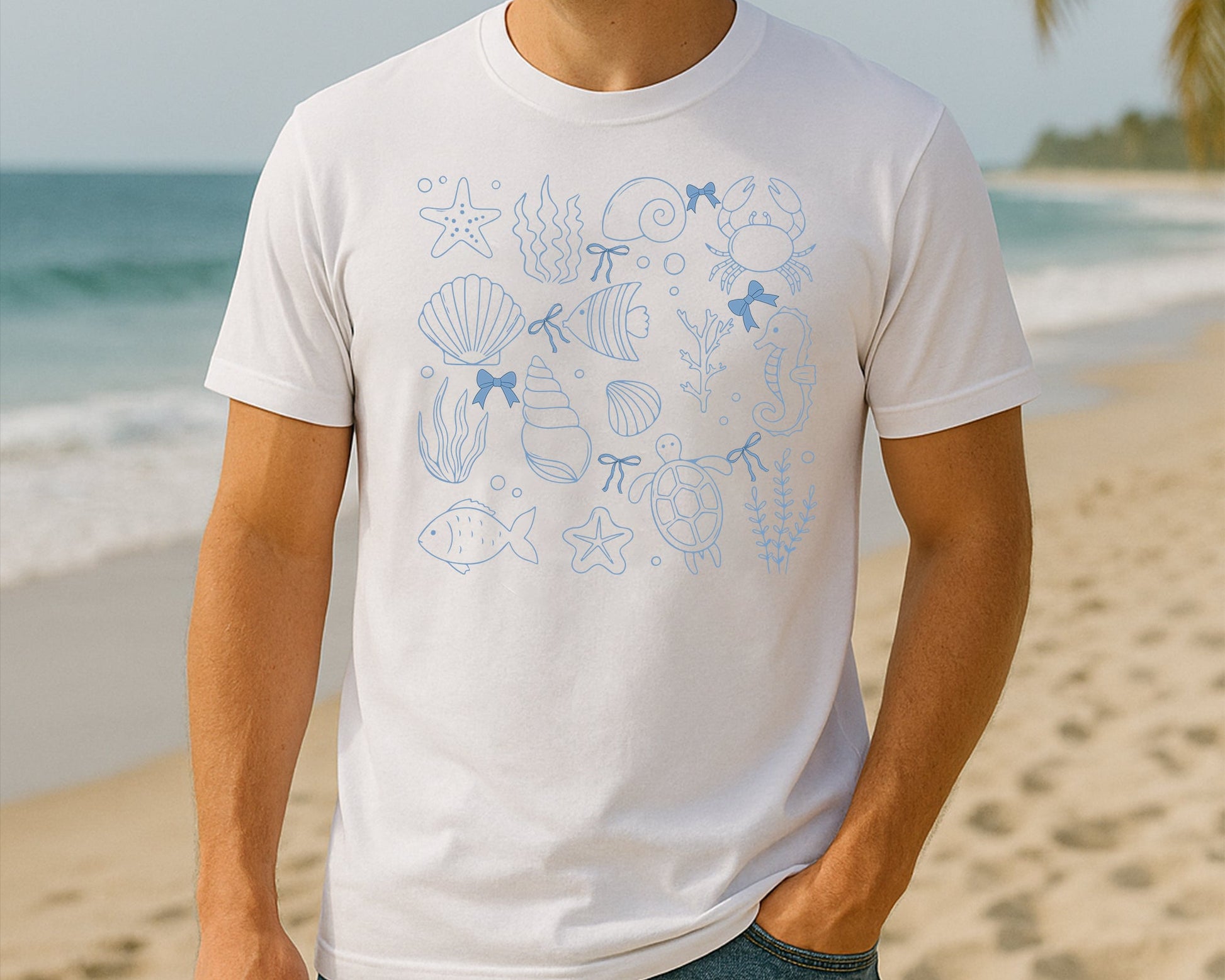 Summer Beach Vibes Gildan Adult T-Shirt, Coastal Graphic Tee For Men & Women, Classic Fit Vacation Shirt For Beach Days M8441