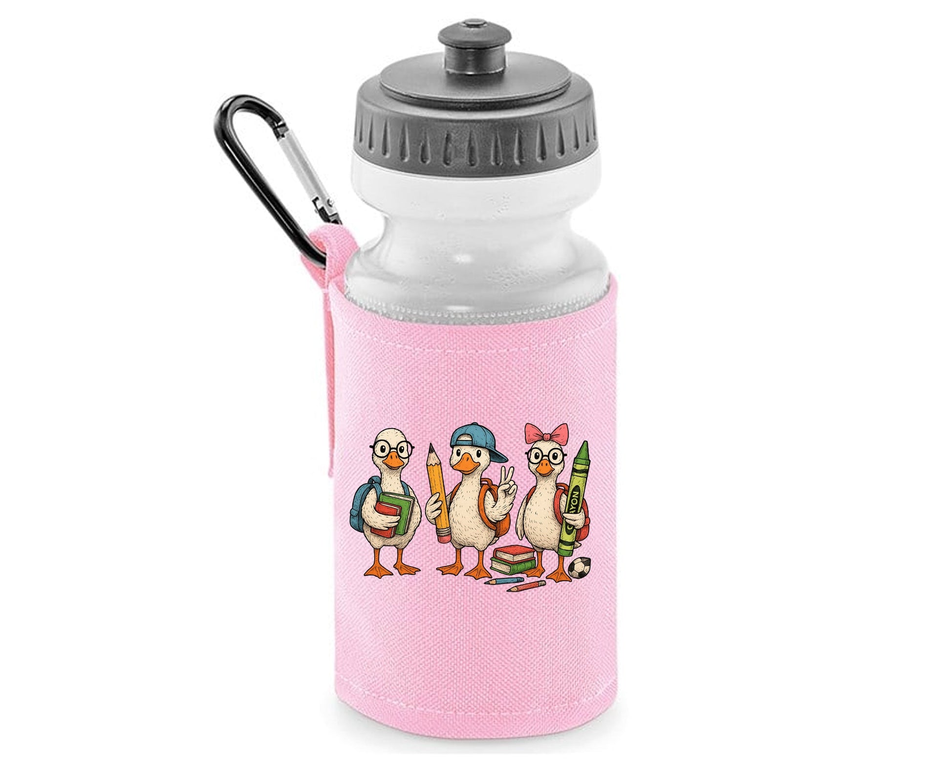 Back to School Water Bottle, Funny 3 Ducks Design For Kids, Teens & Duck Fans, Fun, BPA School Bottle Essential M8486