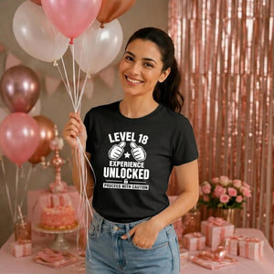 18th Birthday Ladies T-Shirt Level Eighteen Experience Unlocked