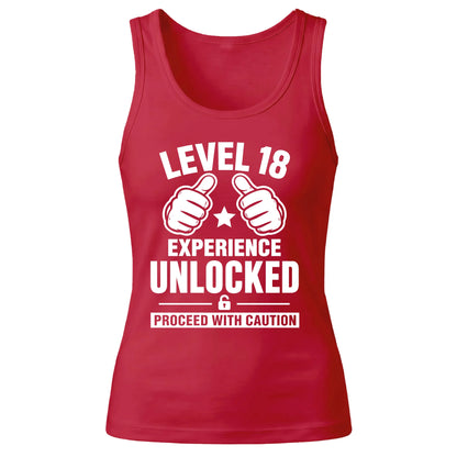 18th Birthday Tank Top Ladies Level Eighteen Experience Unlocked