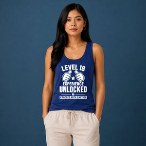 18th Birthday Tank Top Ladies Level Eighteen Experience Unlocked