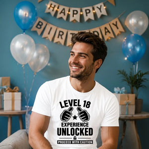 Gamer Level 18 Unlocked Slogan 18 Birthday Unisex T-Shirt