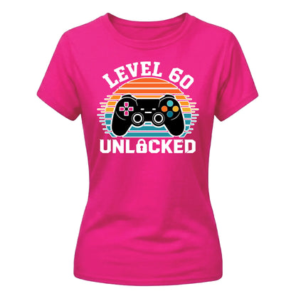 60th Birthday Ladies Tshirt Level 60 Unlocked Retro Gamer